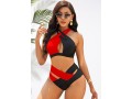 Contrast Cross Strap High Waist Bikini Set