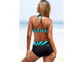 Contrast Halter Geometric Print Bikini Set