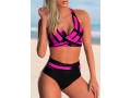 Cross Front High Waist Geometric Print Bikini Set