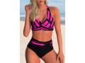 Cross Front High Waist Geometric Print Bikini Set