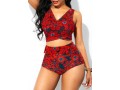 Floral Print High Waist Tie Back Bikini Set