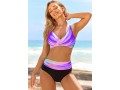 Front Cross High Waisted Ombre Purple Bikini Set