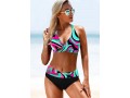 Geometric Print Halter Neck Bikini Set