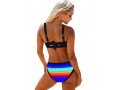 Gradient Spaghetti Strap Bowknot Rainbow Color Bikini Set