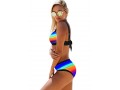 Gradient Spaghetti Strap Bowknot Rainbow Color Bikini Set