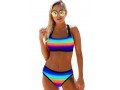 Gradient Spaghetti Strap Bowknot Rainbow Color Bikini Set