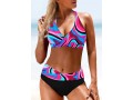 Halter Geometric Print High Waist Bikini Set