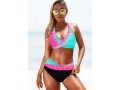 Halter Mid Waist Rainbow Color Bikini Set