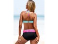 Halter Mid Waist Rainbow Color Bikini Set