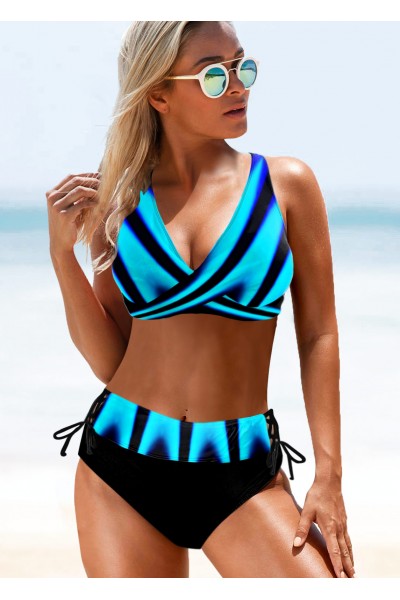 High Waisted Colorful Printed Bikini Set