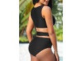 Mesh Stitching High Waisted Black Bikini Set