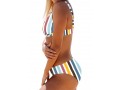 Mid Waist Multi Stripe Spaghetti Strap Bikini Set