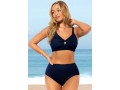 Navy Blue Wide Strap High Waisted Bikini Set