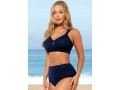 Navy Blue Wide Strap High Waisted Bikini Set