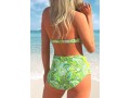 Paisley Print Green Halter Bikini Set