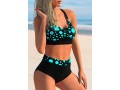 Polka Dot Ladder Cutout High Waisted Bikini Set