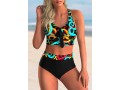 Printed Bowknot Cross Back Bikini Set