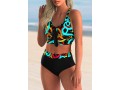 Printed Bowknot Cross Back Bikini Set