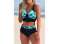 Printed Bowknot High Waisted Bikini Set