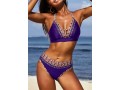 Purple Spaghetti Strap Tribal Print Bikini Set