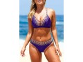 Purple Spaghetti Strap Tribal Print Bikini Set