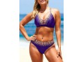 Purple Spaghetti Strap Tribal Print Bikini Set