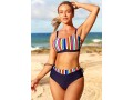 Rainbow Color High Waisted Striped Bikini Set