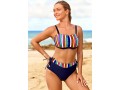 Rainbow Color High Waisted Striped Bikini Set