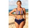 Rainbow Color High Waisted Striped Bikini Set