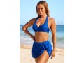 Royal Blue Mid Waist Halter Bikini Set