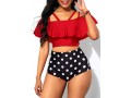 Ruffle Overlay Swimwear Top and Polka Dot High Waisted Panty