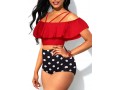 Ruffle Overlay Swimwear Top and Polka Dot High Waisted Panty