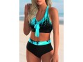 Scape Print High Waisted Bowknot Bikini Set