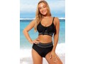 Smocked Black High Waisted Bikini Set