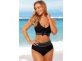 Smocked Black High Waisted Bikini Set