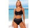 Smocked Black High Waisted Bikini Set