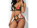 Spaghetti Strap Floral Print High Waist Bikini Set