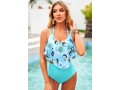 Sun and Moon Print Cross Strap High Waist Bikini Set