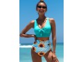 Sunflower Print Bowknot High Waisted Bikini Set