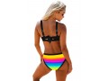 Tie Back Multi Stripe Rainbow Color Bikini Set