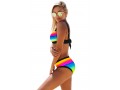 Tie Back Multi Stripe Rainbow Color Bikini Set