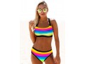 Tie Back Multi Stripe Rainbow Color Bikini Set