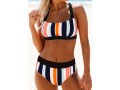 Tie Back Multicolor Striped Bikini Set