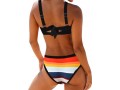 Tie Back Spaghetti Strap Multicolor Striped Bikini Set