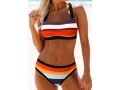 Tie Back Spaghetti Strap Multicolor Striped Bikini Set