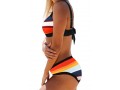 Tie Back Spaghetti Strap Multicolor Striped Bikini Set