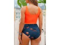 Tie Side High Waist Orange Floral Print Bikini Set