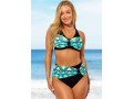 Tribal Print High Waisted Black Cross Strap Bikini Set