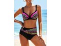 Tribal Print Spaghetti Strap Black Bikini Set