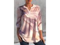 3/4 Sleeve Split Neck Printed Peach Pink Blouse